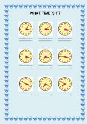 English Worksheet: Clock exercises - two forms