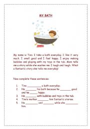 English Worksheet: MY BATH