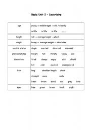 English worksheet: Describing People
