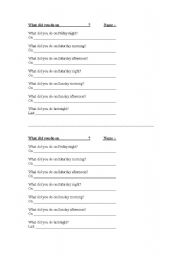 English worksheet: Past simple survey