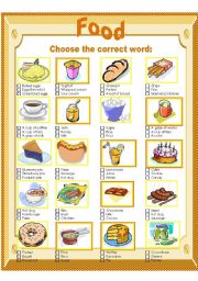 English Worksheet: Food