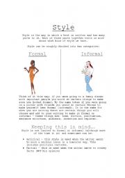 English Worksheet: Style, Tone, Intention