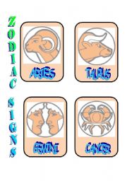 English worksheet: ZODIAC SIGNS