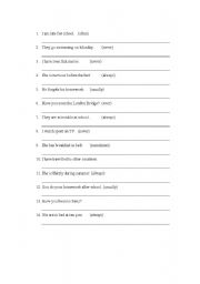 English worksheet: Adverbs of frequency