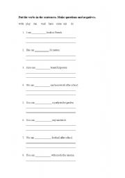 English worksheet: Can