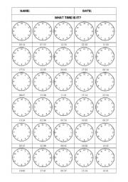 English Worksheet: What time is it? Draw the hand of the clocks