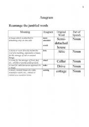 English worksheet: Vocabulary_Home