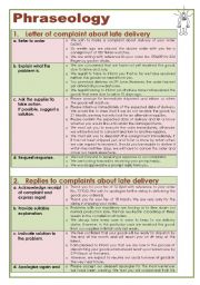 English Worksheet: Business English: Letter of complaint about late delivery (Phraseology)