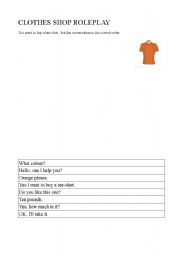 English worksheet: buying clothes roleplay