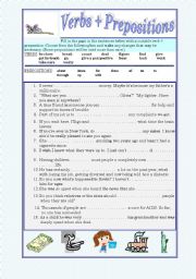 English Worksheet: Verbs and Prepositions