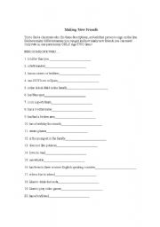 English worksheet: making new friends