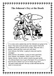 English Worksheet: The Johnsons Day at the Beach