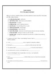 English Worksheet: Body Parts - Idioms