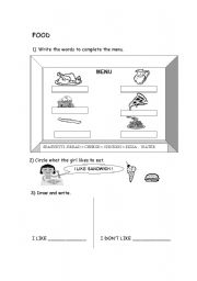 English worksheet: Food