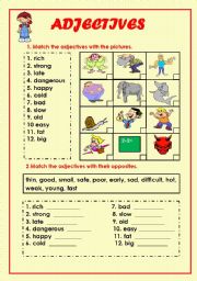 English Worksheet: adjectives