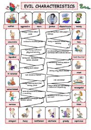 English Worksheet: EVIL CHARACTERISTICS