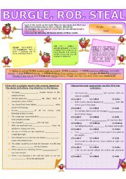 English Worksheet: COLLOCATION 30 - BURGLE, ROB, STEAL