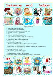 English Worksheet: Hobby