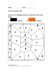 English Worksheet: Alphabet Color by Number: D