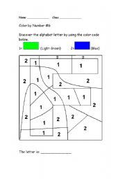 English Worksheet: Alphabet Color by Number: F