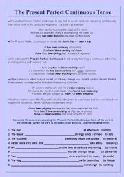 English Worksheet: Present Perfect Continuous