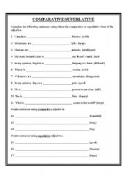 English Worksheet: Comparative and Superlative