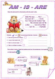 English Worksheet: Verb To Be for elementary sts