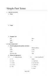 English worksheet: simple past tense class exercise
