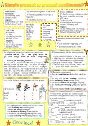 English Worksheet: PRESENT SIMPLE OR PRESENT CONTINUOUS