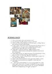 English Worksheet: Conversation Class - School Days 