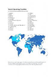 English Worksheet: French Speaking Countries