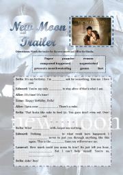 English Worksheet: New Moon Trailer (for after watching Twilight)