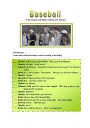 English Worksheet: Baseball (sixth 15 min of Twilight film)