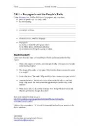 English worksheet: Propaganda and the Peoples Radio