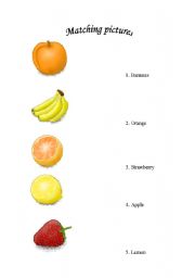 English Worksheet: Matching fruit 