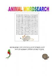 English worksheet: Animal wordsearch