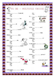 English Worksheet: BE- SIMPLE PRESENT - MULTIPLE CHOICE