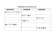 English Worksheet: racking my brains out