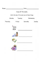 English worksheet: Days of the week - Activities