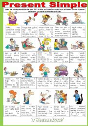 English Worksheet: PRESENT SIMPLE. REINFORCING SOME VOCABULARY AND TRAINING YOUR GRAMMAR MUSCLES. Part 1/2.