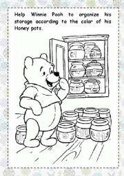 English Worksheet: a Winnie Pooh coloring page w intructions