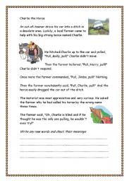 English Worksheet: Charlie the Horse Joke