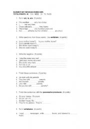 English worksheet: Elementary revision exercises