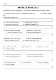 English Worksheet: ORDER OF ADJECTIVES