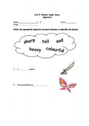 English worksheet: Adjectives worksheet