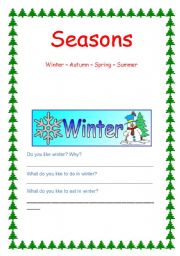 English worksheet: Seasons! 3 pages!