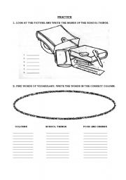 English Worksheet: school things