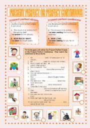 English Worksheet: present perfect simple and continuous