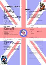 English worksheet: The Seeker (song by The Who) Worksheet