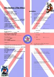 English Worksheet: The Seeker (song by The Who) Worksheet